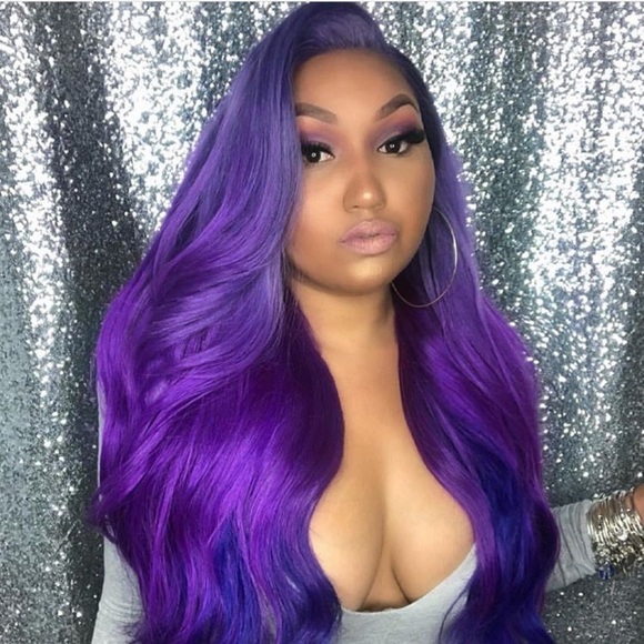 ?24” PURPLE NATURAL STRAIGHT LACE FRONT WIG?NWT*